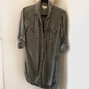 Gray Denim High Low Tunic/Shirt Dress